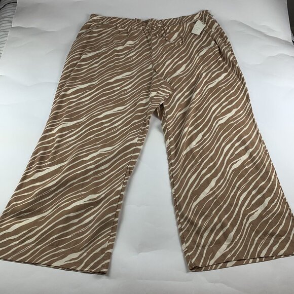 A New Day Brown Zebra Print Linen Blend Wide Leg Lounge Pant 3X New - Picture 2 of 8